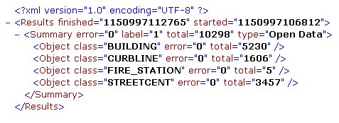  A screenshot of the XML results for an open data task. 